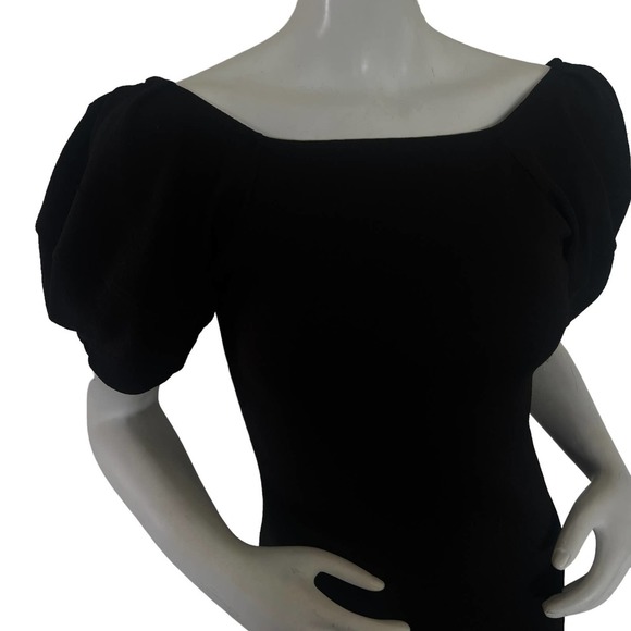 ZARA Balloon Sleeve Black Low Back Mini Dress Size S - Picture 3 of 9